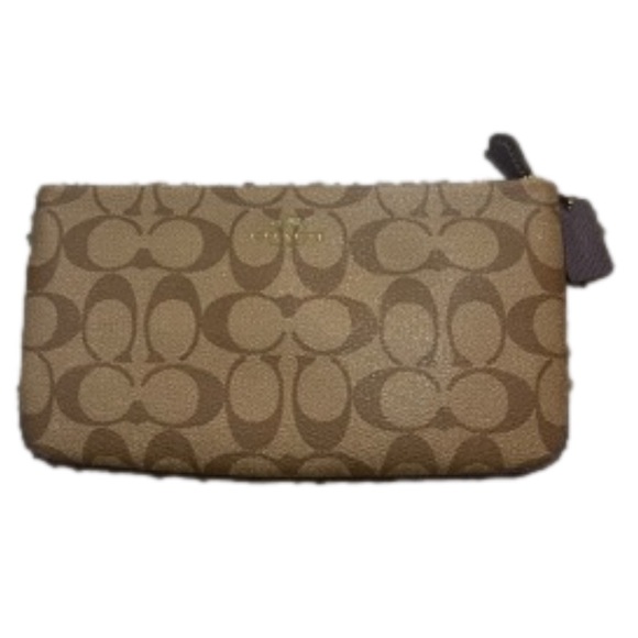 Coach Handbags - Coach Signature Coated Canvas Zipper Pouch